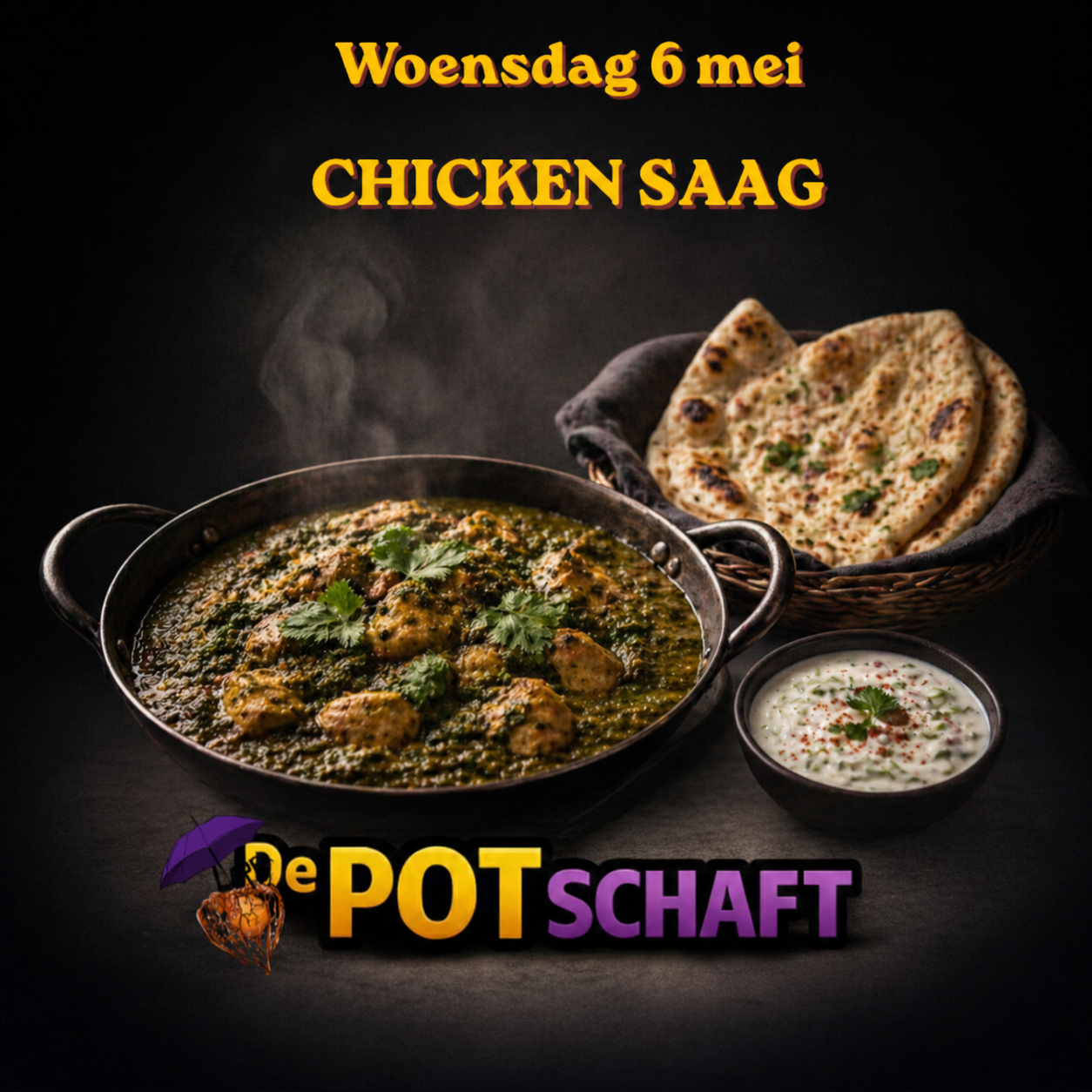 De pot schaft Chicken Saag